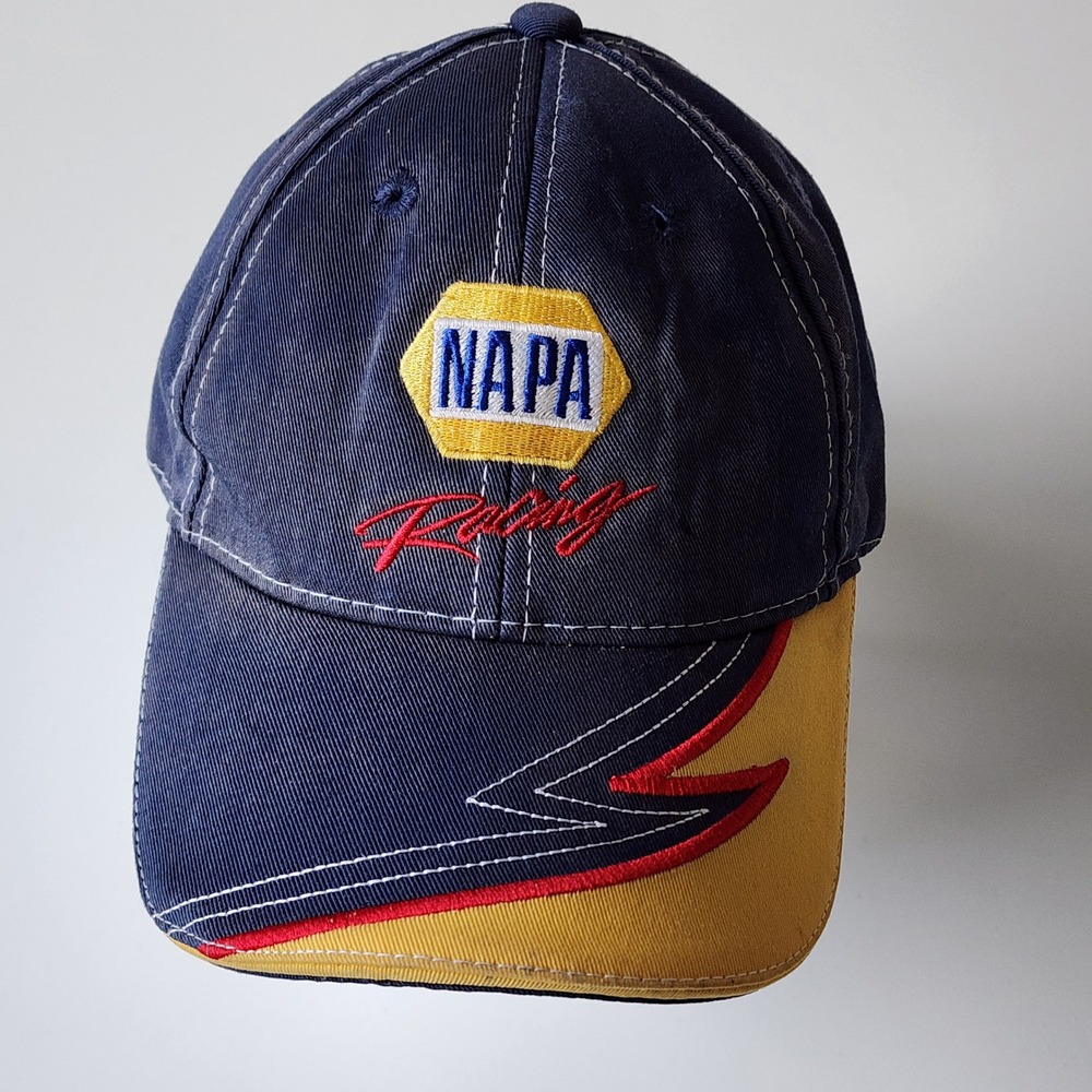NAPA Racing Baseball Hat Blue Yellow Embroidered Logo Adjustable Cap Nascar Car